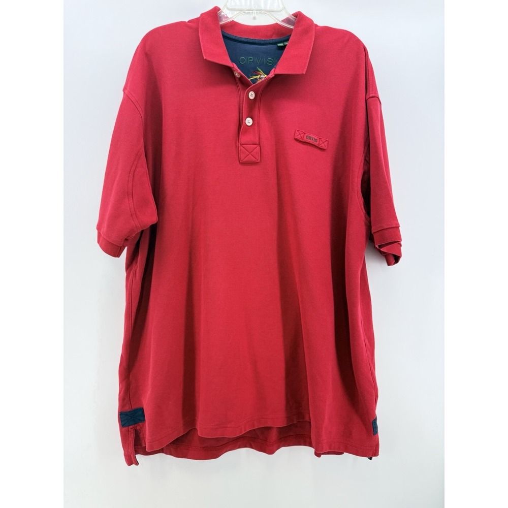 Orvis Signature Mens Sz XXL Polo Rec Short Sleeve Heavyweight Cotton Fishing Red